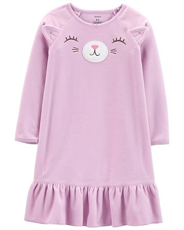Pijama Carters Infantil Fleece Vestido Gatinha