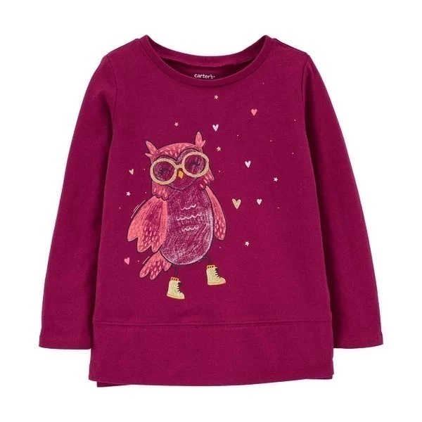 Camiseta Carters Bebe Manga Longa Coruja
