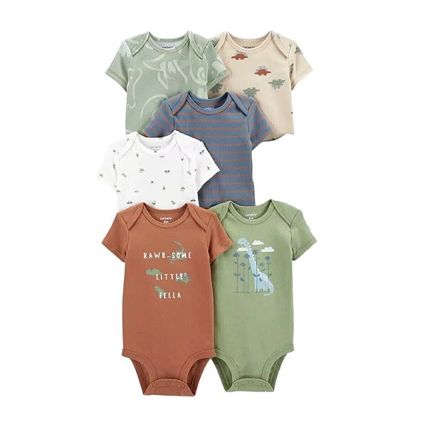Kit Body Carters Manga Curta 6 pecas Dinossauro