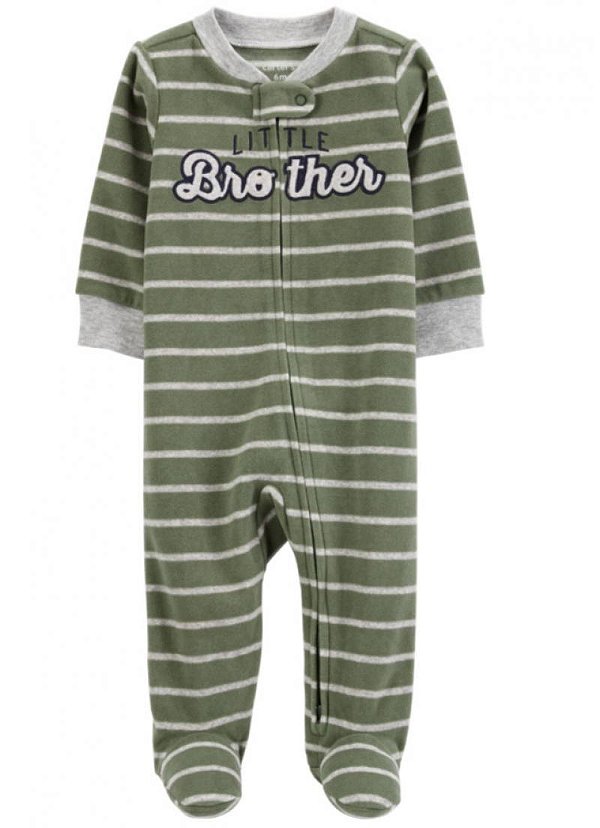 Macacão Carters Fleece Bebe Verde Little Brother