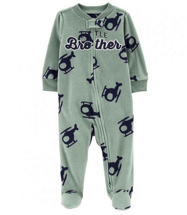 Macacão Carters Fleece Bebe Helicoptero Little Brother