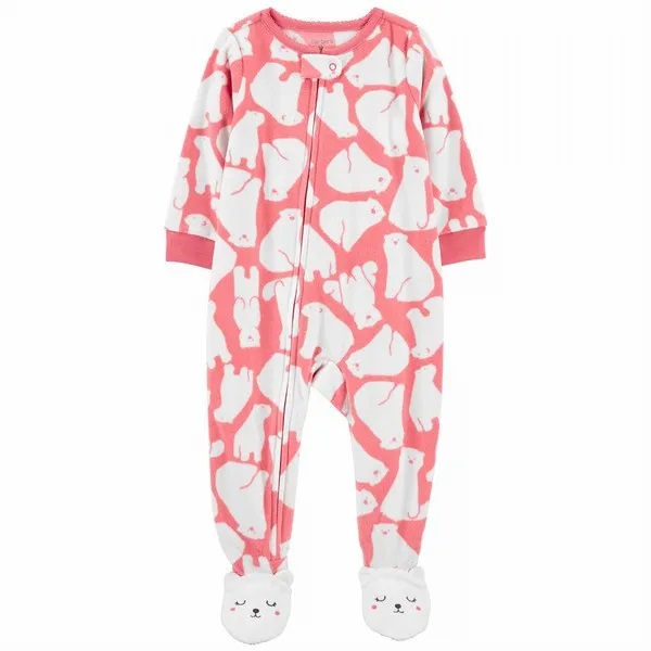 Macacão Carters Fleece Infantil Rosa Urso Polar
