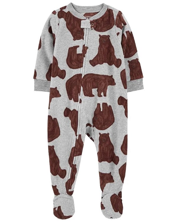 Macacão Carters Fleece Infantil Cinza Urso