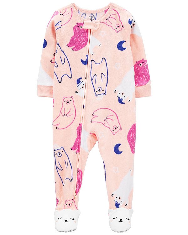 Macacão Carters Fleece Infantil Urso Rosa e Azul