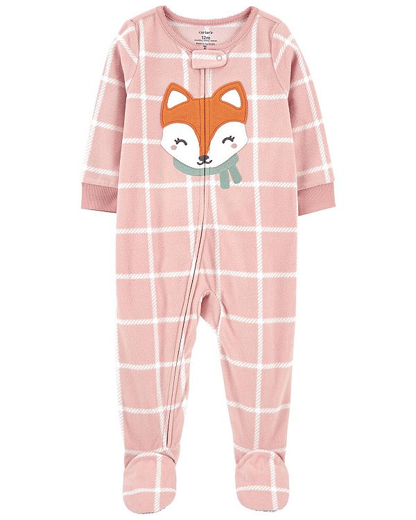 Macacão Carters Fleece Infantil Rosa Raposa