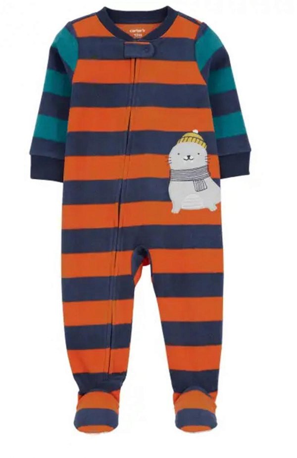 Macacão Carters Fleece Bebe Leao Marinho