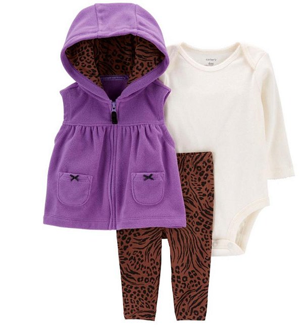 Conjunto Carters 3 pecas Colete Lilas Oncinha