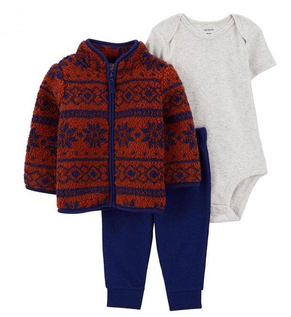 Conjunto Carters 3 pecas Casaco Sherpa Marrom Etnico