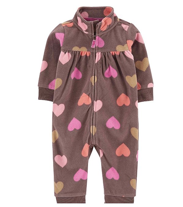 Macacão Carters Fleece Bebe Jumpsuit Coracao