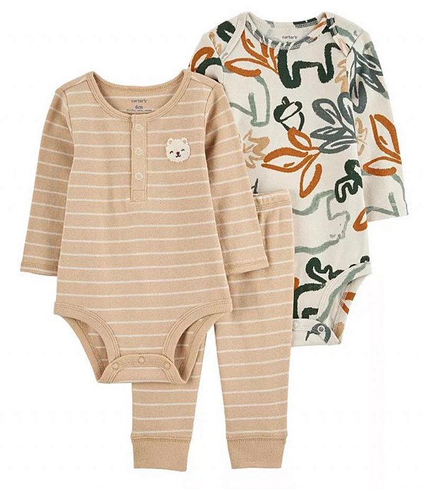Conjunto Carters 3 pecas Longo Trio Animais Bege