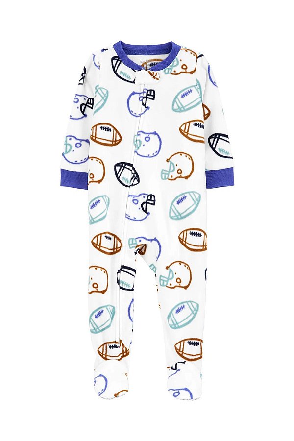 Macacão Carters Fleece Infantil Futebol Americano Branco