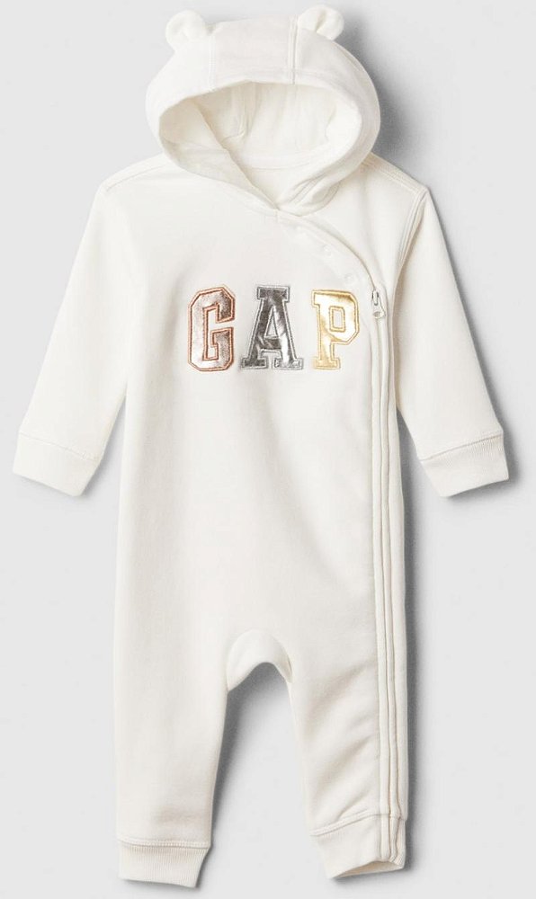 Macacão GAP Bebe Moletom Off White Metalizado