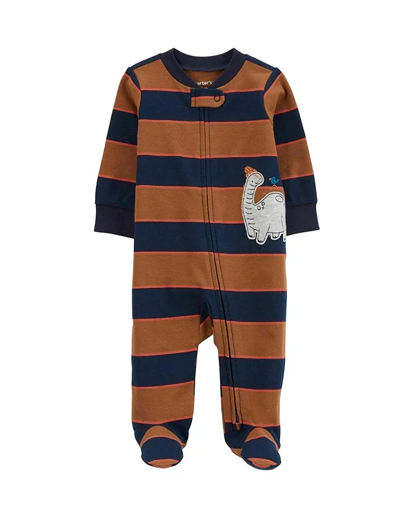 Macacão Carters Bebe Dinossauro Marrom Listras