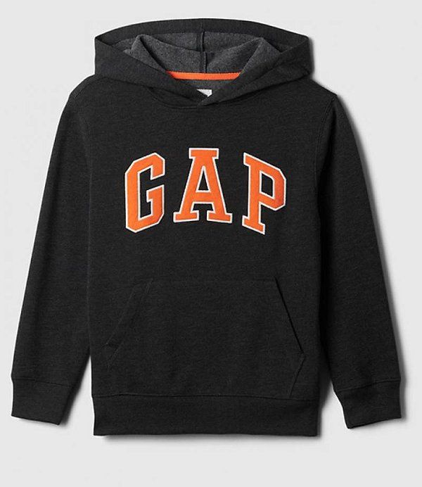 Blusa GAP Moletom Kids Cinza Chumbo com Laranja