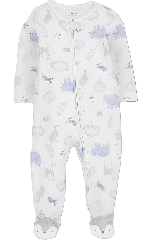 Macacão Carters Fleece Bebe Raposa Branco