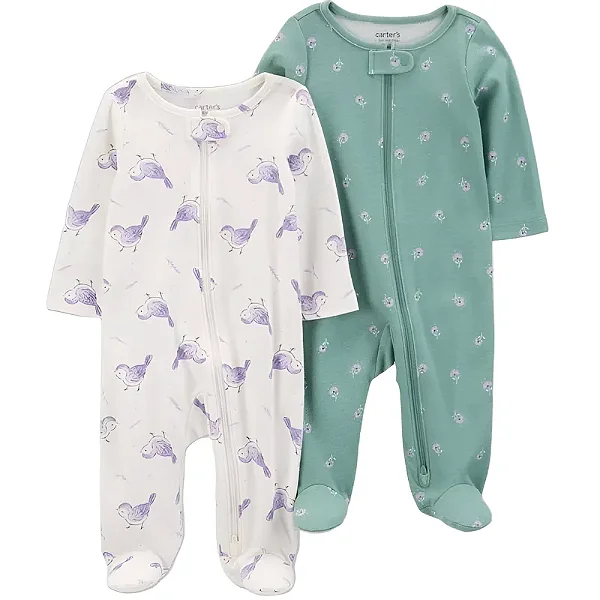 Kit Macacão Carters 2 pecas Passarinho e Flores Lilas