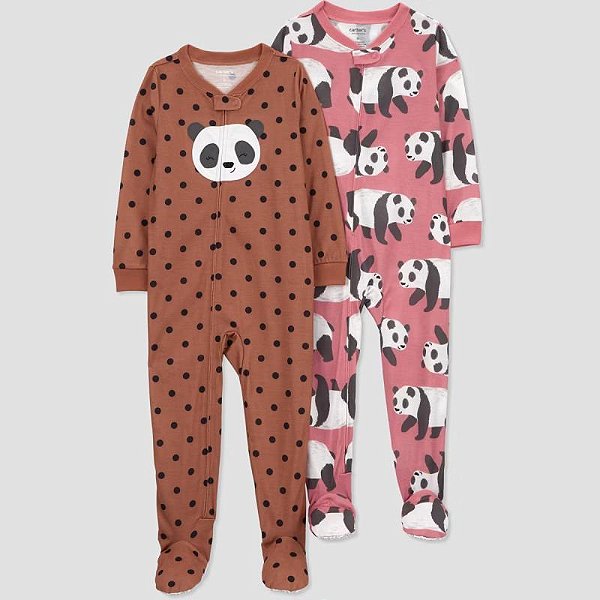 Kit Macacão Carters 2 pecas Poa e Rosa Panda