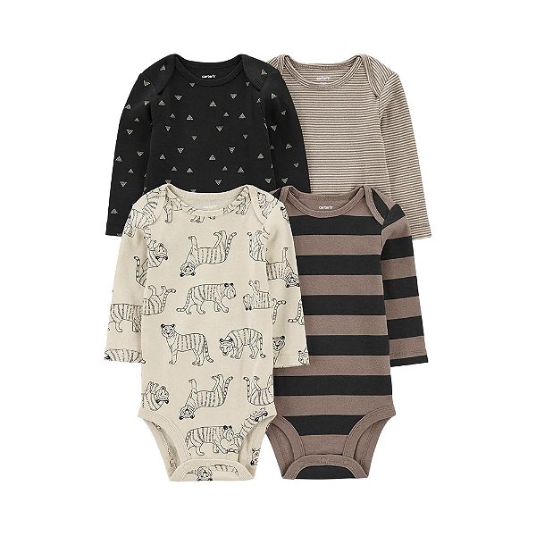 Kit Body Carters Manga Longa 4 pecas Tigre