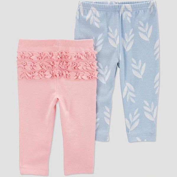 Kit Calça Carters 2 pecas Rosa e Azul Folhas