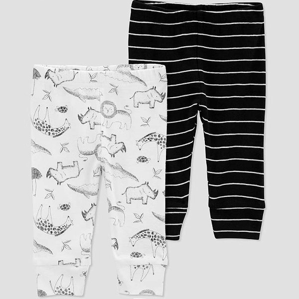 Kit Calça Carters 2 pecas Preto e Branco Animais