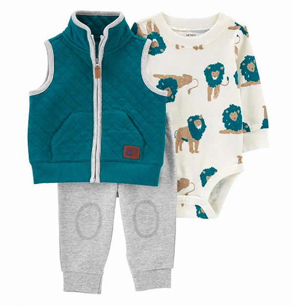 Conjunto Carters 3 pecas Colete Verde Leao