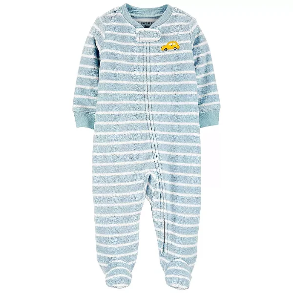 Macacão Carters Bebe Atoalhado Azul Carrinho