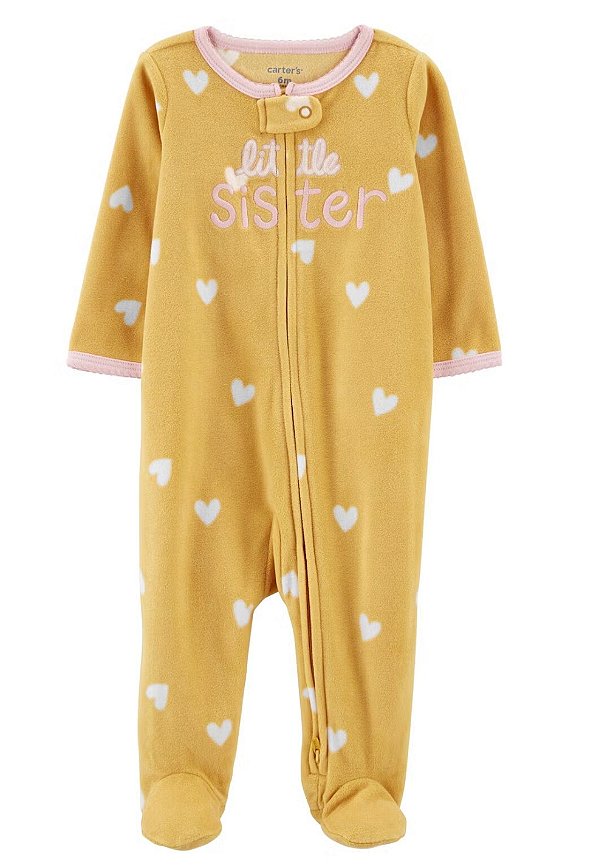 Macacão Carters Fleece Bebe Little Sister Amarelo