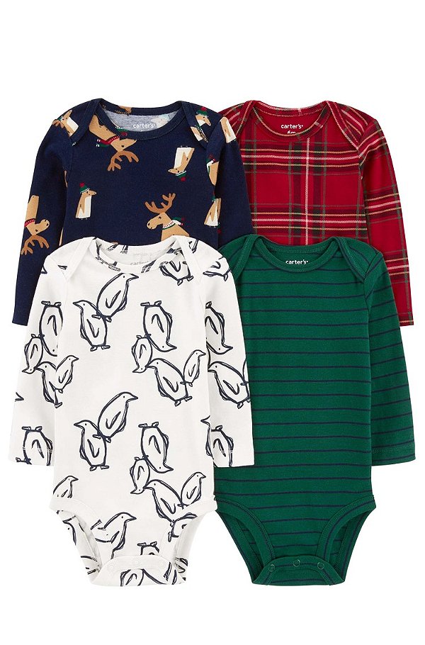 Kit Body Carters Manga Longa 4 pecas Pinguim