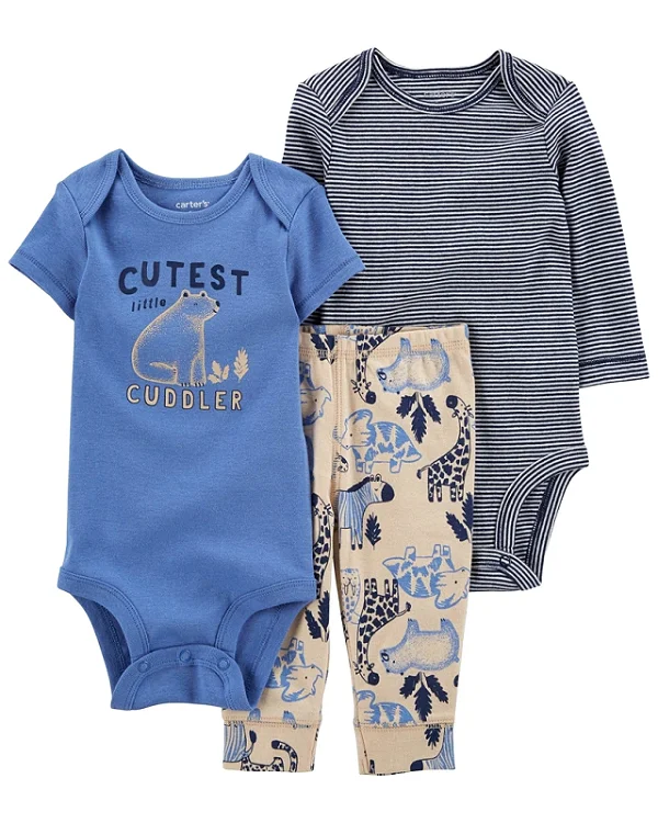 Conjunto Carters 3 pecas Longo Trio Safari Azul