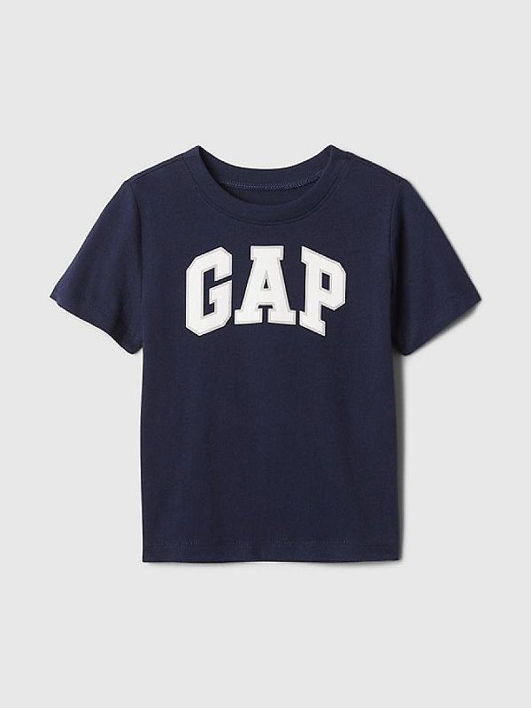 Camiseta GAP Infantil Manga Curta Azul Logo Branco