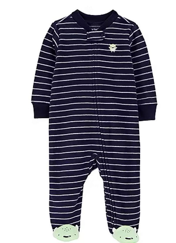 Macacão Carters Fleece Bebe Azul Monstrinho