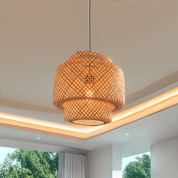 Lustre Teto Pendente Palha Trançada Cozinha Moderno Bivolt Sunfy - Cayman 35cm