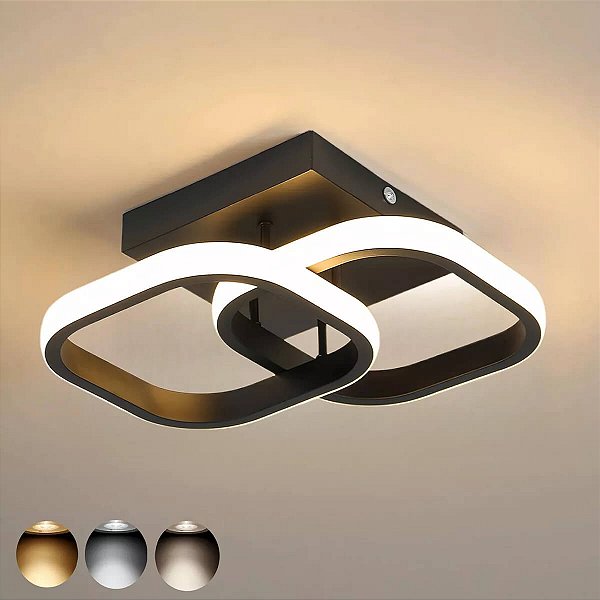 Luminária Sobrepor Spot Teto Quadrado Sala Mesa Quarto Com Controle Luz Branco Quente Frio Natural Industrial Moderno Sunfy - Berlim Preto