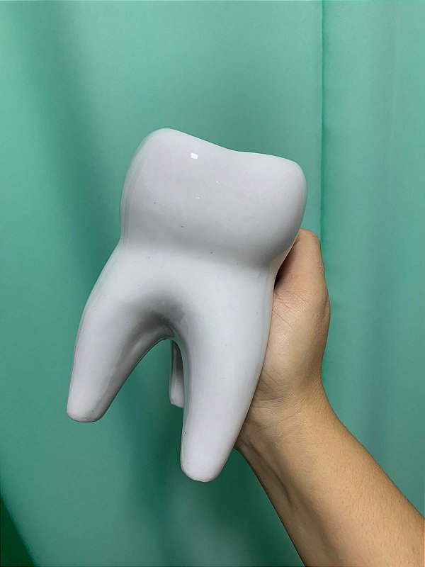 PORTA CANETA EM PORCELANA DENTE