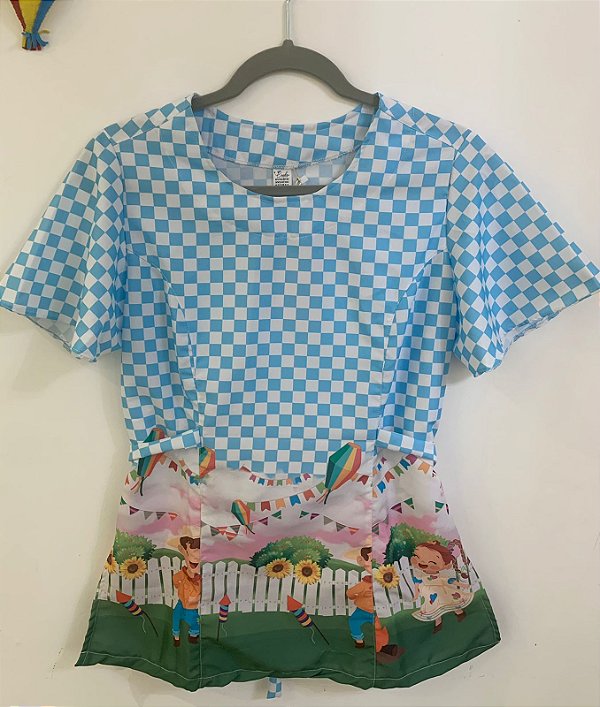 BATA XADREZ AZUL ARRAIAL - EDIÇÃO ESPECIAL SÃO JOÃO