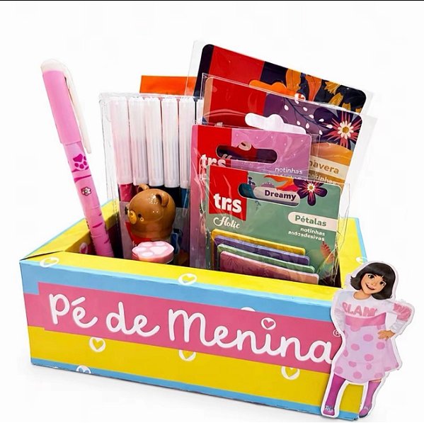 Kit Fofo de Papelaria Completo Infantil – Canetas Coloridas, Post-it, Marca Texto