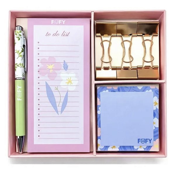 Kit Escritório Fofo Completo Papelaria Criativa Kawaii para Organização e Estudos