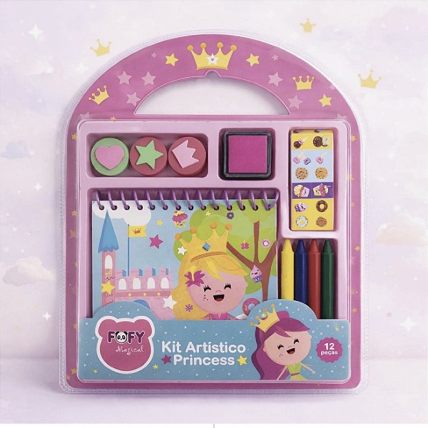 Kit Artístico Infantil Princesa com Canetinhas e Carimbos – Papelaria Criativa para Crianças