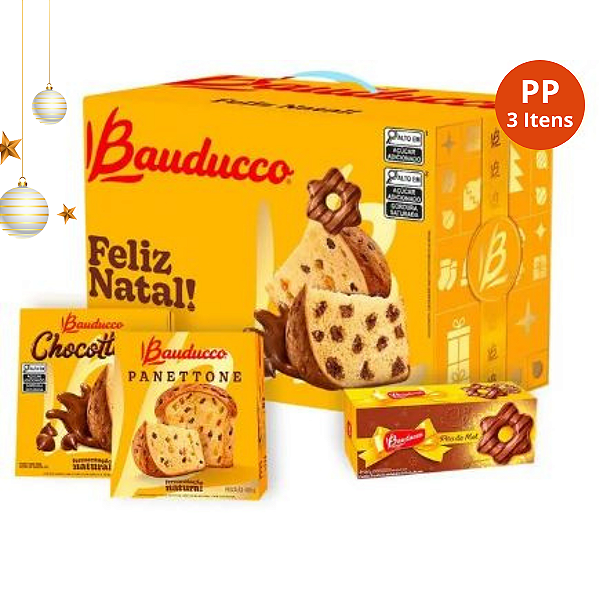 Cesta de Natal 2025 Tamanho PP 3 Itens - Bauducco