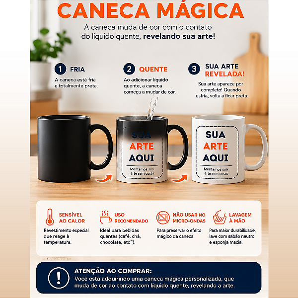 Caneca Mágica em Porcelana de 325ml Personalizada