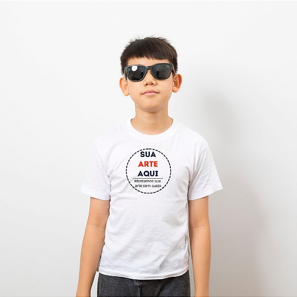 Camiseta Infantil em Malha 100% Poliéster Cor Branca - Personalizada