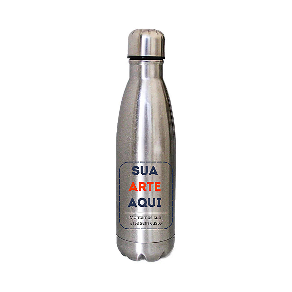 Garrafa Térmica em Inox de 500ml Personalizada - Cor Prata