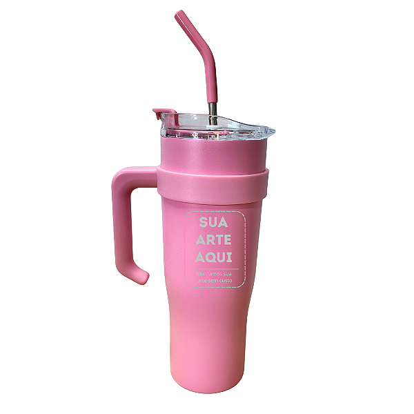 Copo Térmico em Inox Com Tampa e Canudo 1,2L - Personalizado