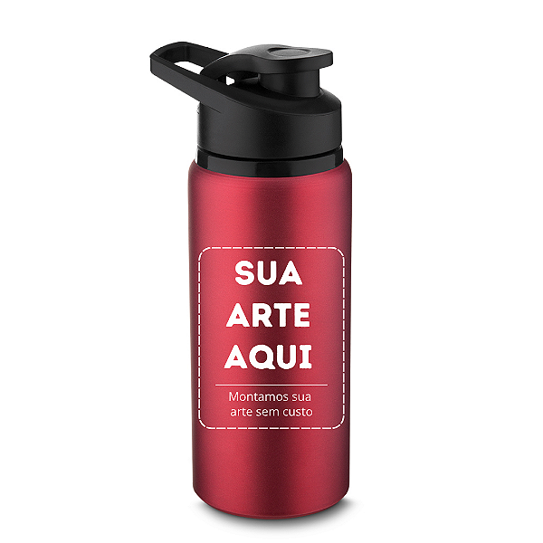 Squeeze em Alumínio de 650ml Personalizado - Cor Vermelho