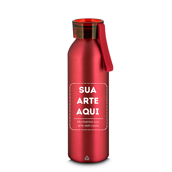 Squeeze em Alumínio de 600ml Com Alça Personalizado - Cor Vermelho