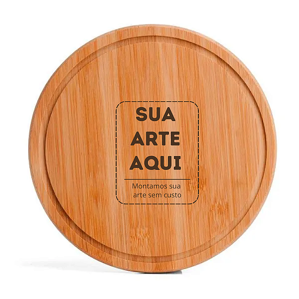 Tábua de Frios Redonda em Bamboo 21cm - Personalizada