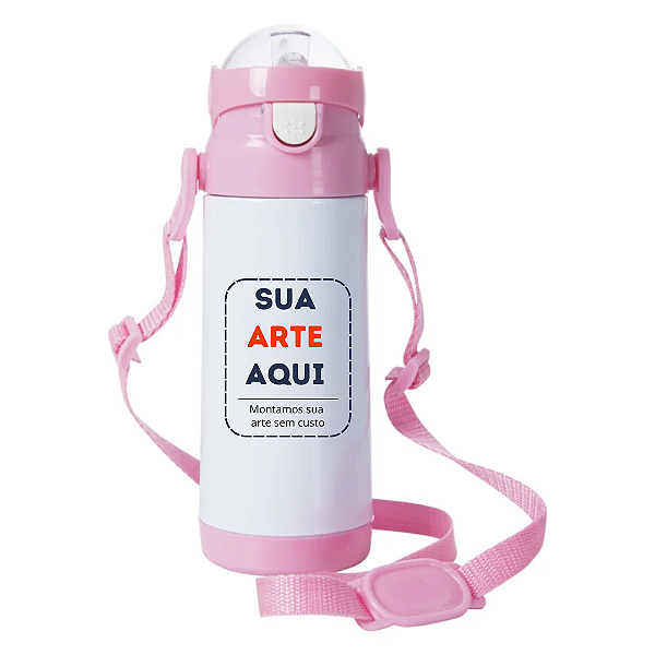 Garrafa Térmica em Inox Para Com Alça E Tampa Astronauta 350ml - Rosa