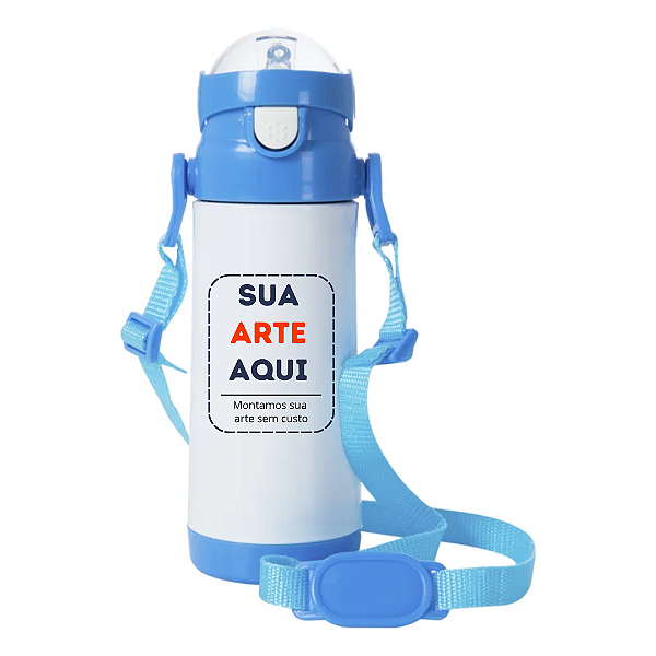 Garrafa Térmica em Inox Para Com Alça E Tampa Astronauta 350ml - Azul