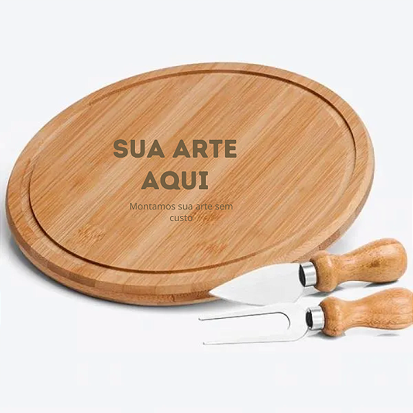Kit Queijo Em Bambu 3 peças - Personalizado