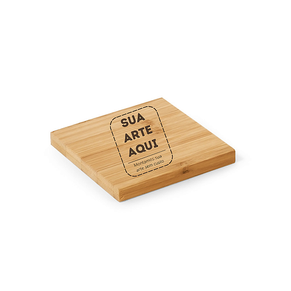 Conjunto de 4 Porta Copos em Bambu com Caixa Aberta Personalizado com  - Kit com 4 unidades
